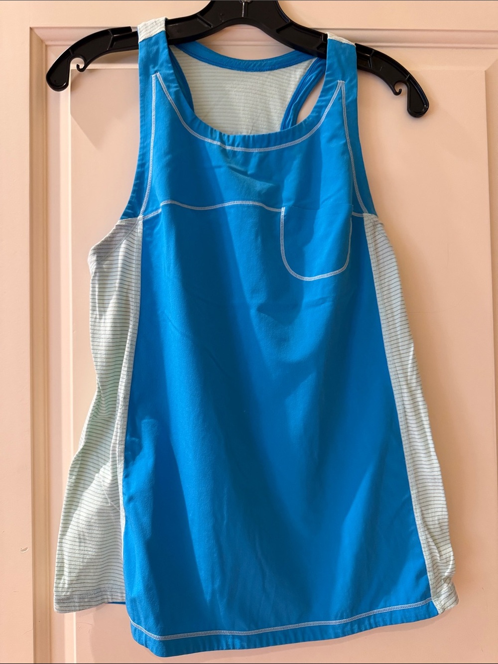 lululemon Bright Blue Racerback Tank with Mint Side Panels and split back